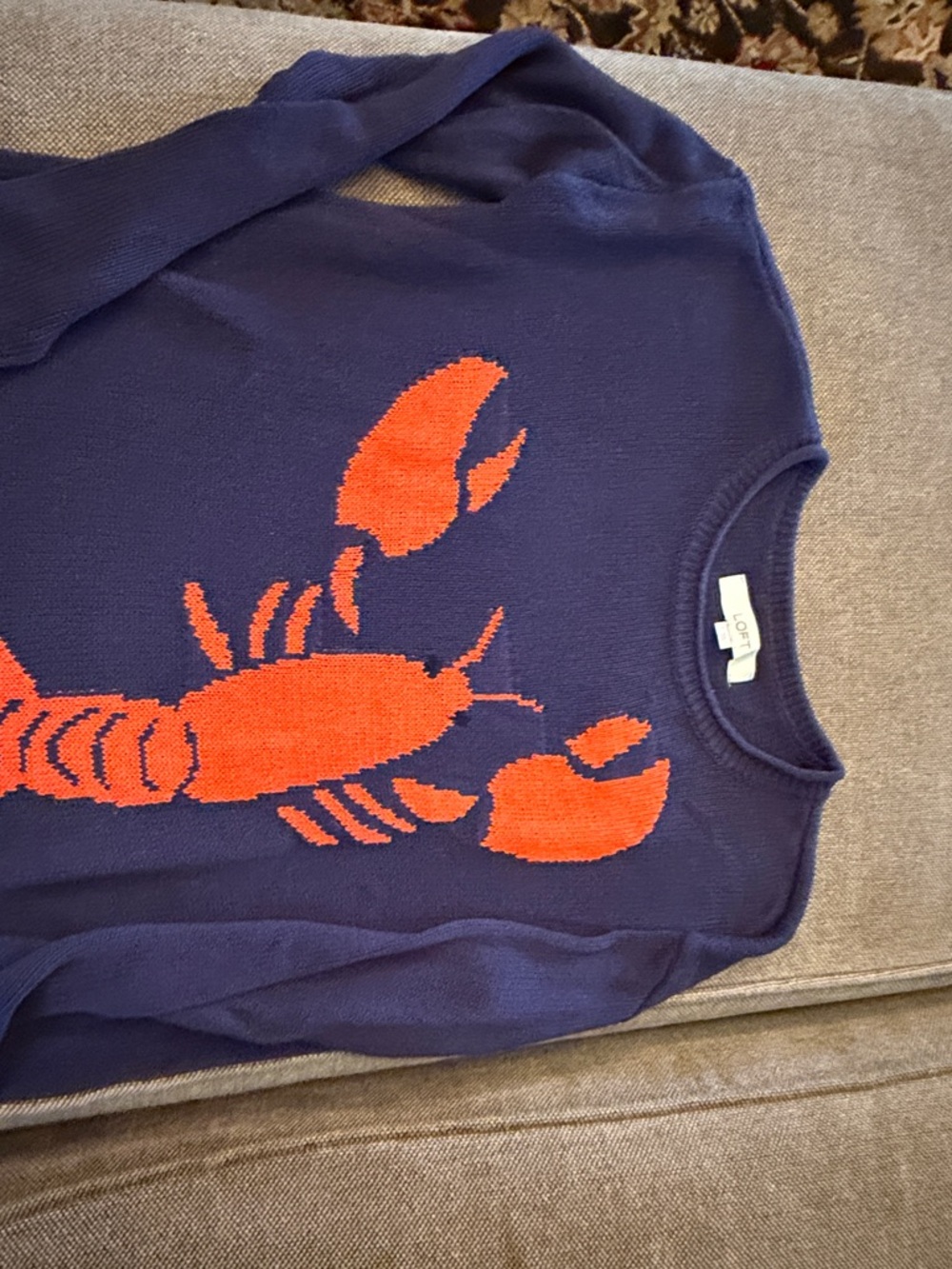 LOFT Navy Sweater with Red Lobster Motif - Women’s - Picture 3 of 4